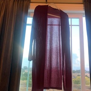Long, open cardigan